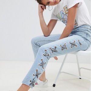 NWT ASOS Daisy Street Jeans w/ Lace Up Detail